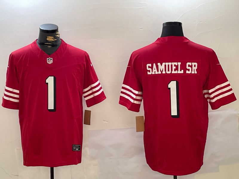 Men San Francisco 49ers #1 Samuel sr Red Three generations 2024 Nike Vapor Limited NFL Jersey style 5